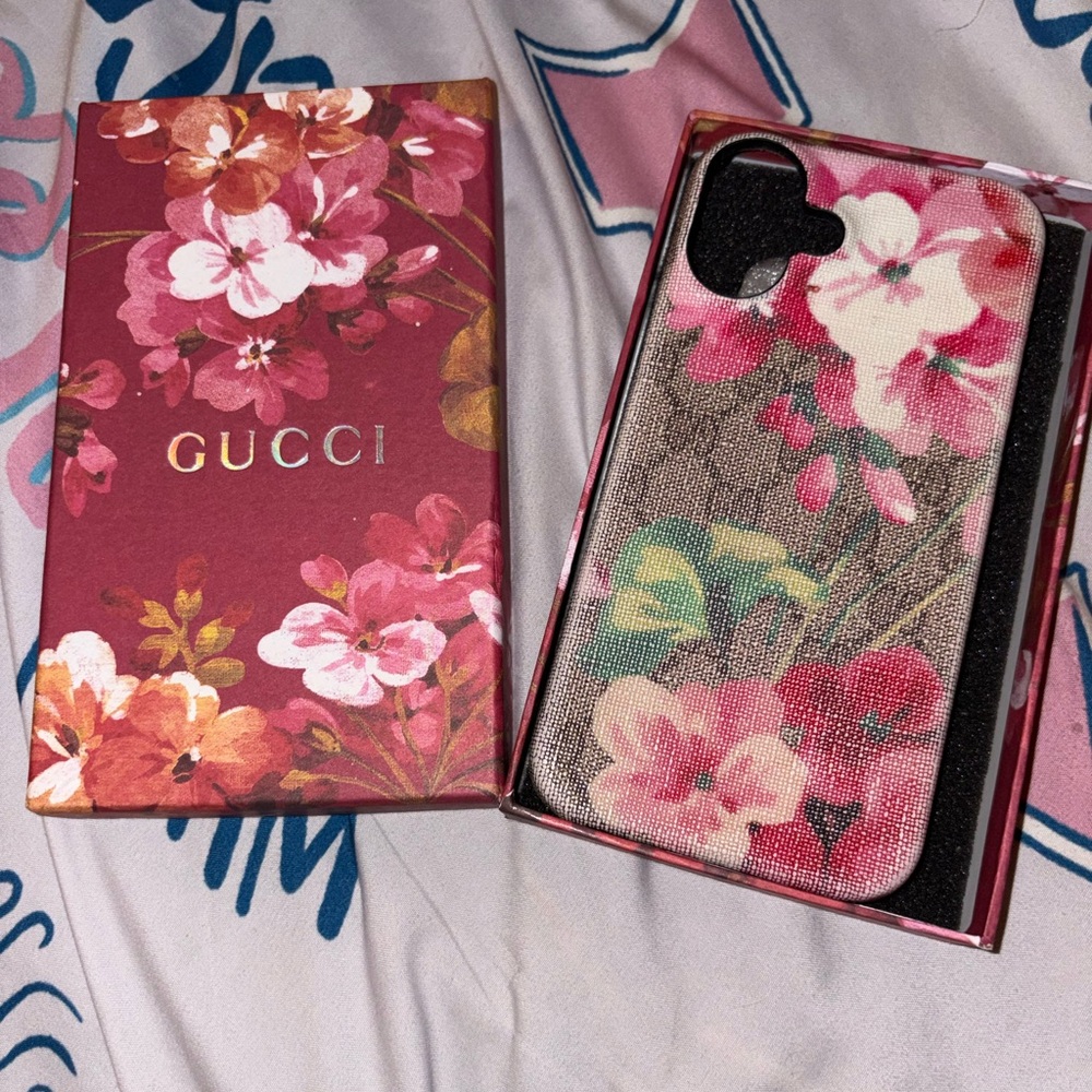 Gucci Pink and Green Floral Phone Case